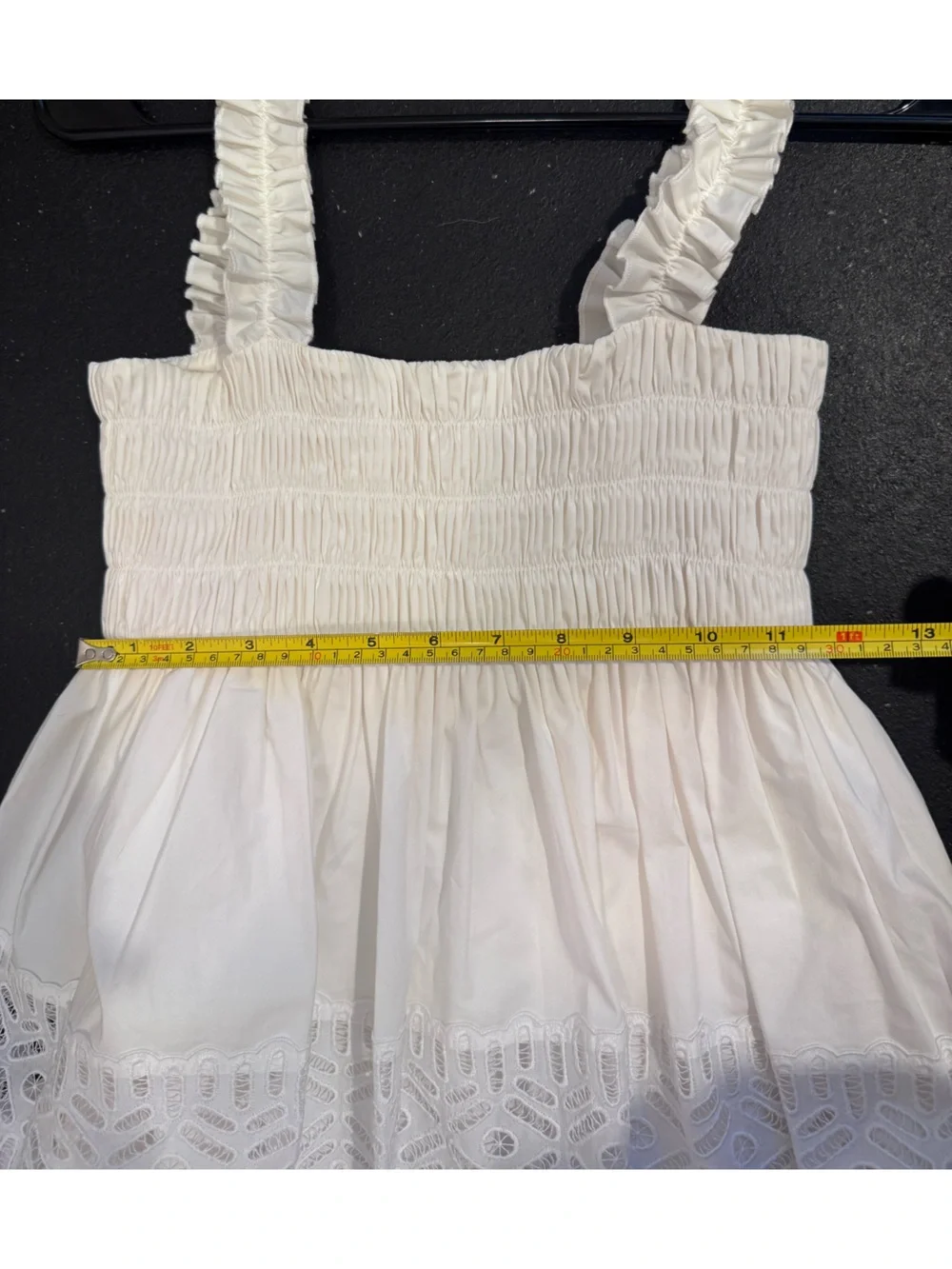 Tory Burch White Eyelet Lace Smocked Peplum Top Size 2 NWT